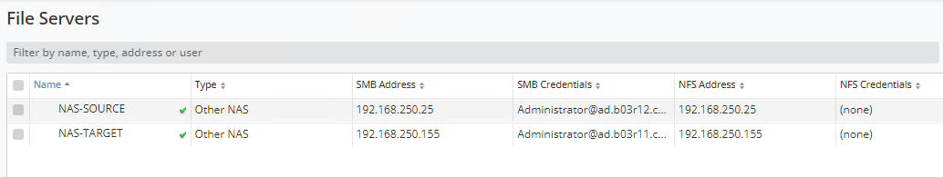 The following figure shows the target file servers.