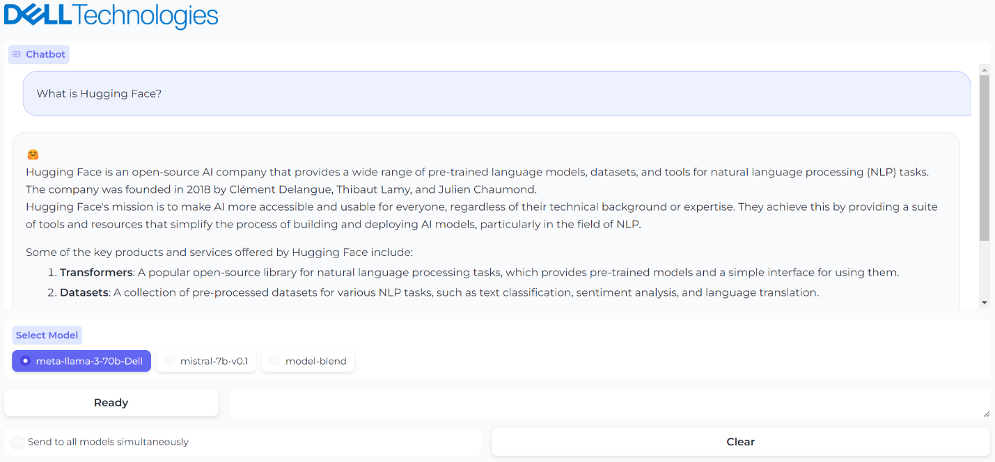 A query and response from model 1