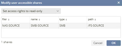 This figure shows the modify source access window.