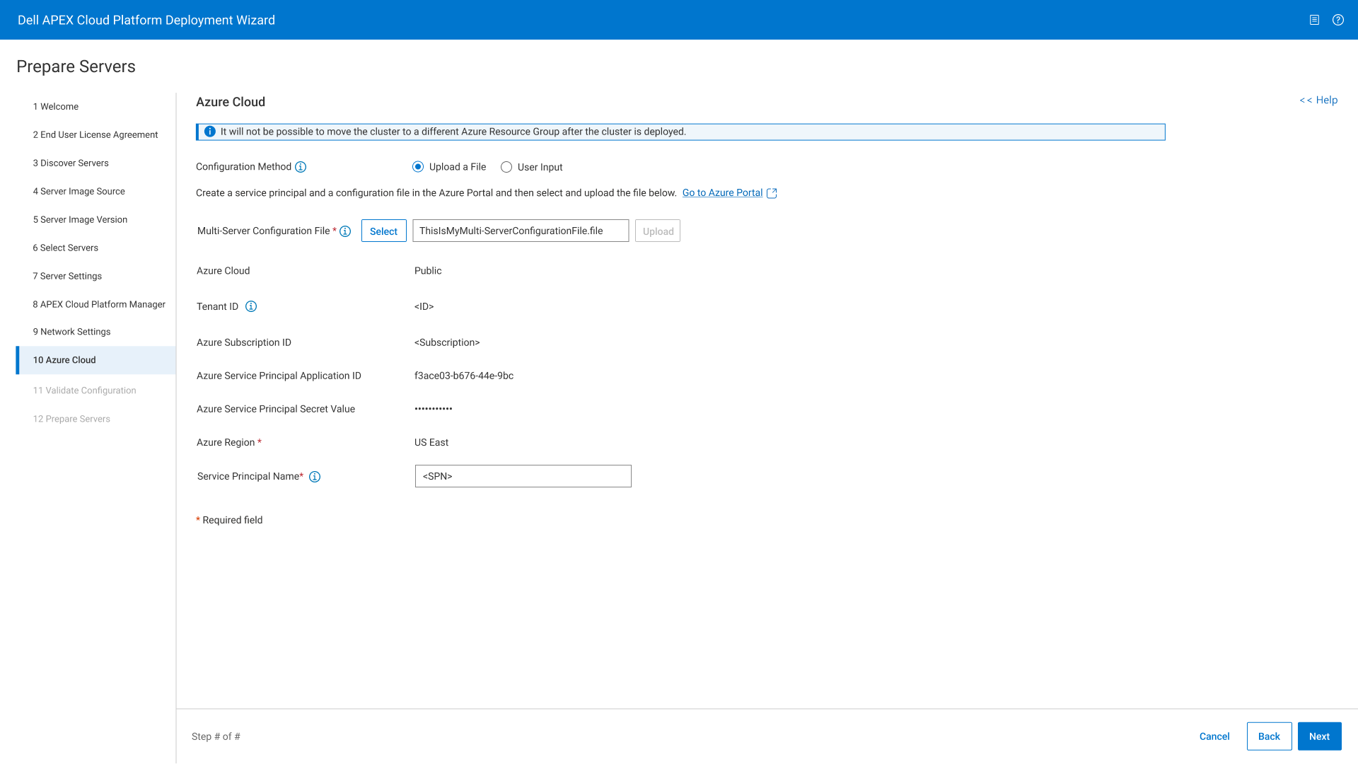 A screenshot of the Azure Stack HCI registration step in the APEX Cloud Platform Foundation Software deployment wizard.