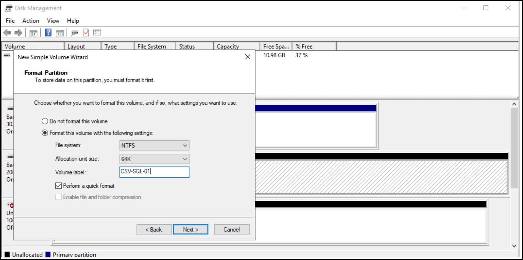 This figure shows the new simple volume details and settings.