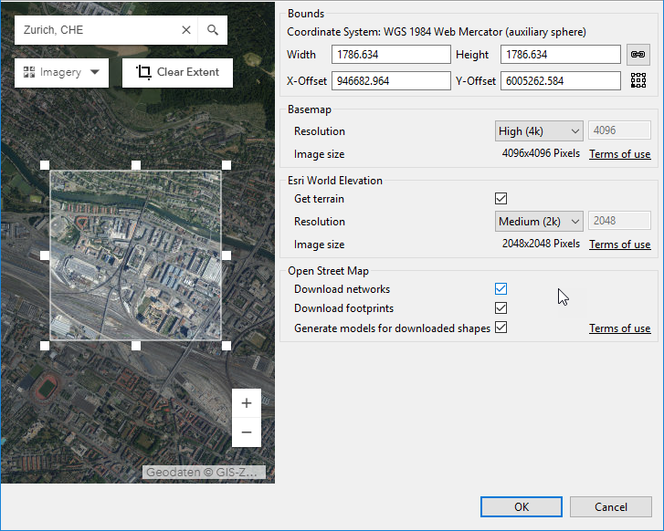 This image shows a screenshot for Get Map Data in Zurich.