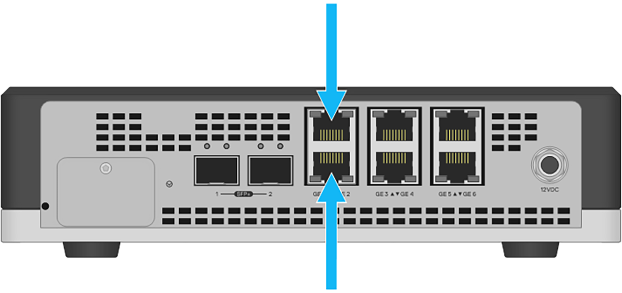 Dell EMC Edge 610 GE1 and GE2 LAN connection ports