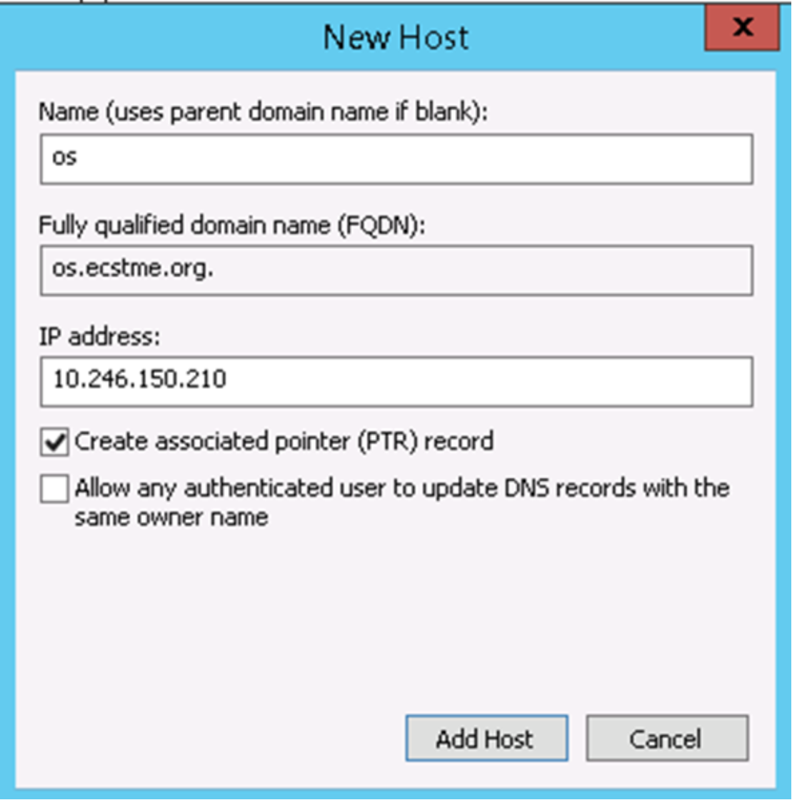 This is an example of DNS A-Record for "os"