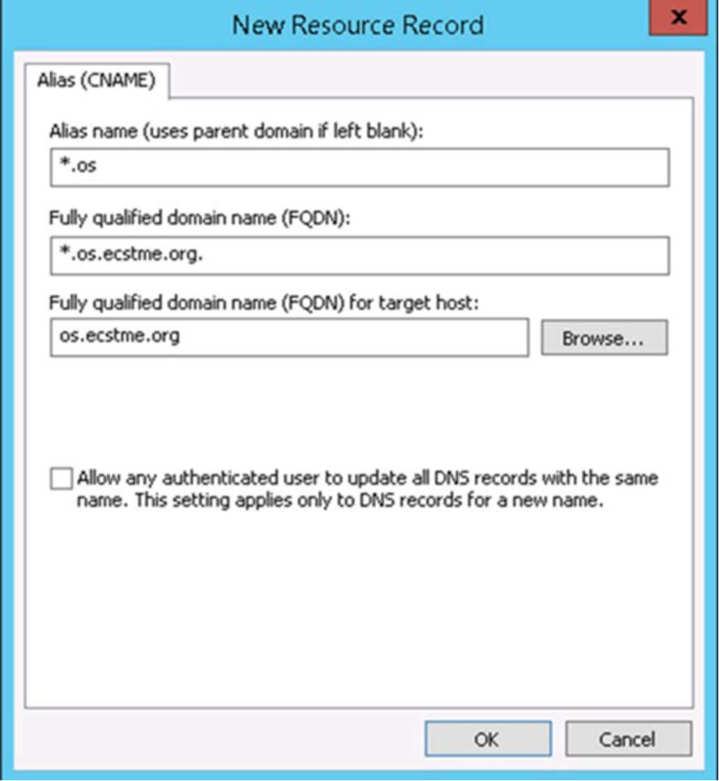 This is an example about DNS Alias Record for "*.os"