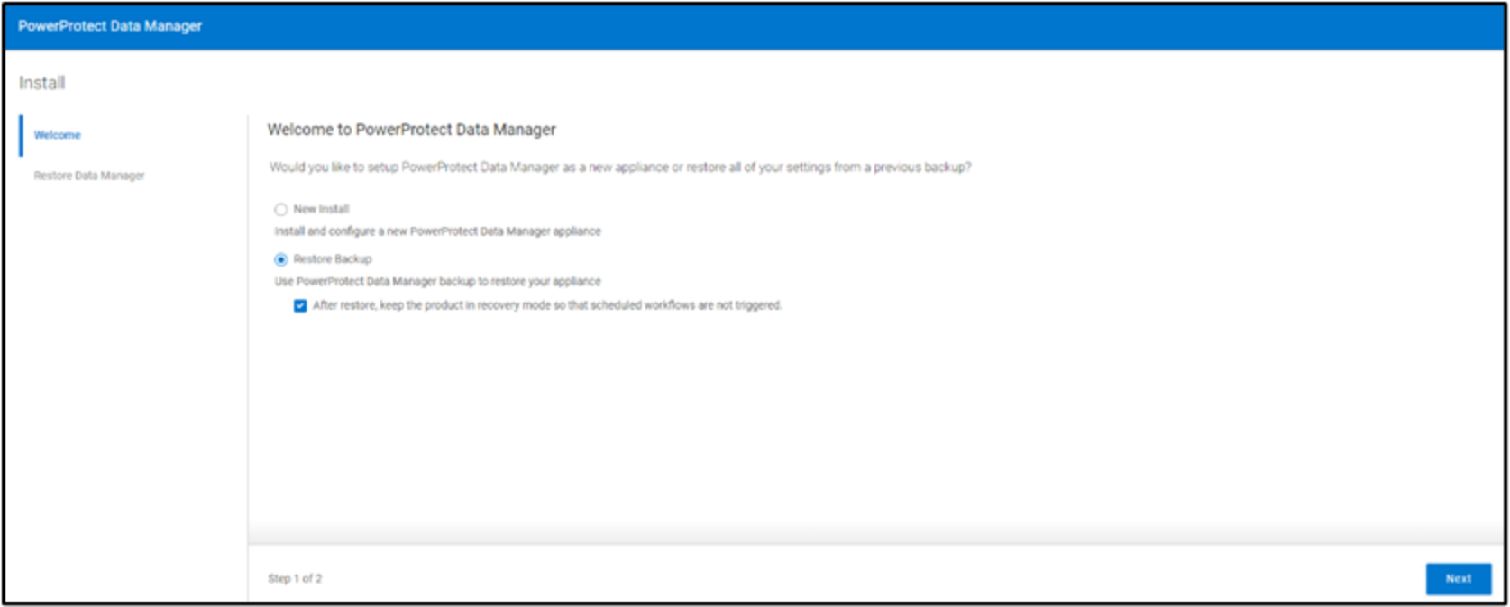 The image displays the ideal state of the PPDM instance in the vault when orchestrated recovery option is selected.