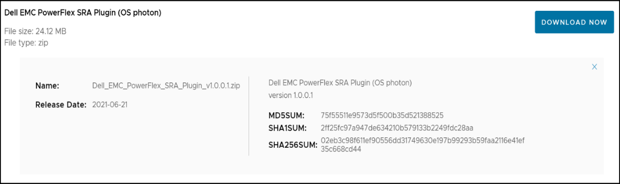 This image shows a screen capture of the PowerFlex SRA download scren.