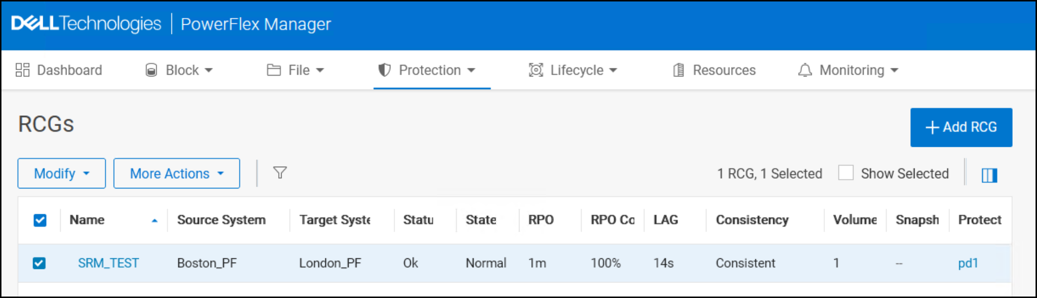 This image shows a screen capture of the RCG entering consistency.