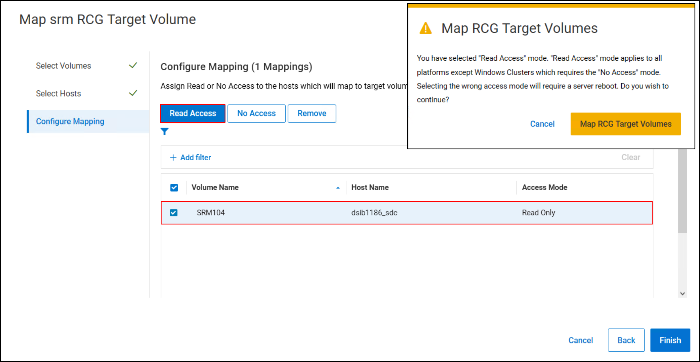 This image shows a screen capture of Mapping target volume read-only in PowerFlex 4.5 - Step 4.