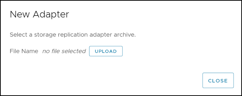 This image shows a screen capture of the Upload new adapter screen.