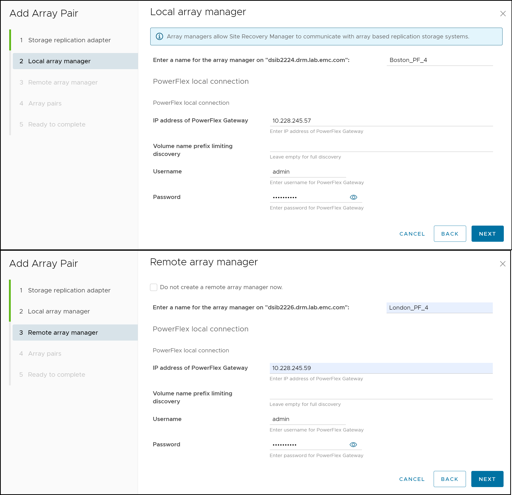 This image shows a screen capture of Add array pair - Step 3.