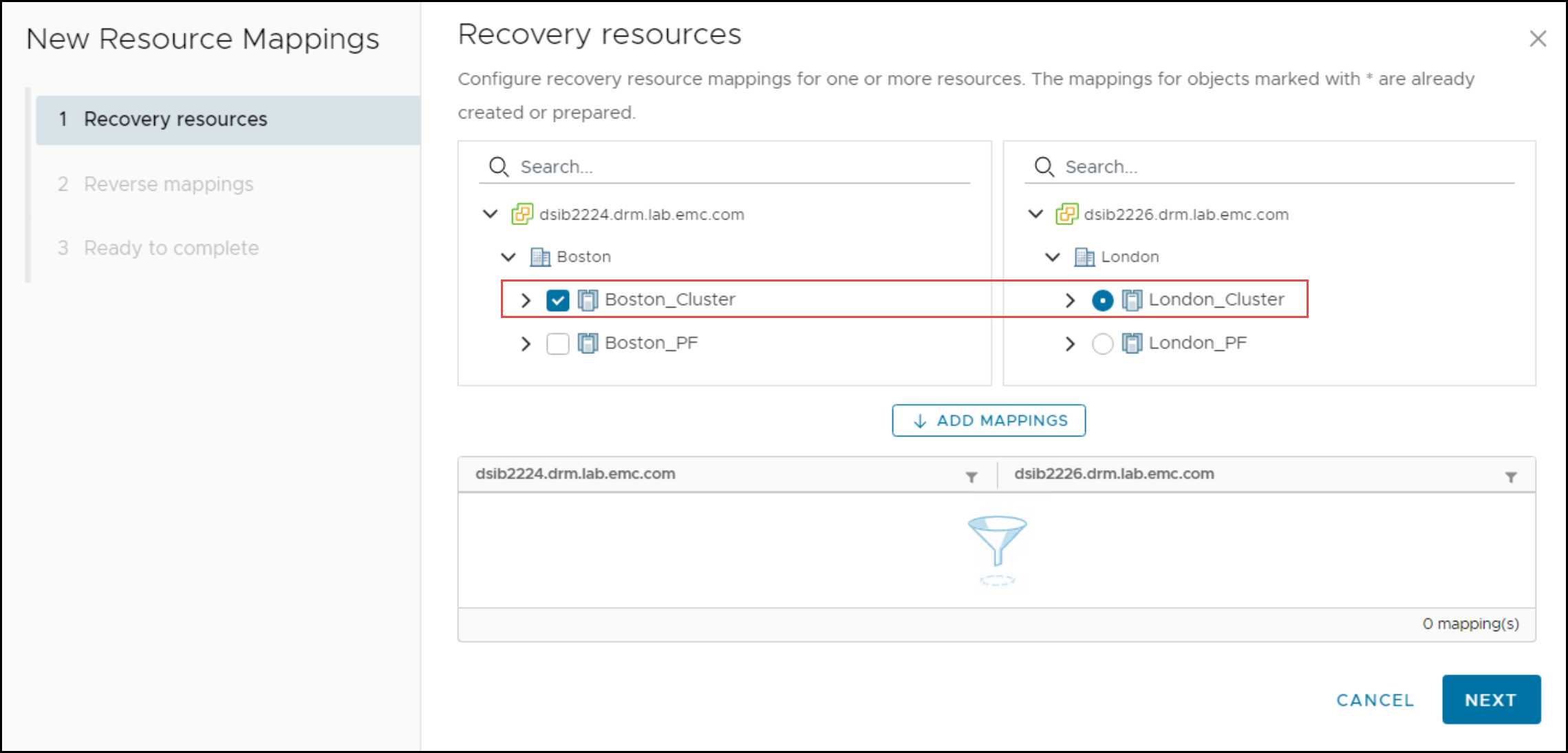 This image is a screen shot of Resource mappings wizard - Step 2.