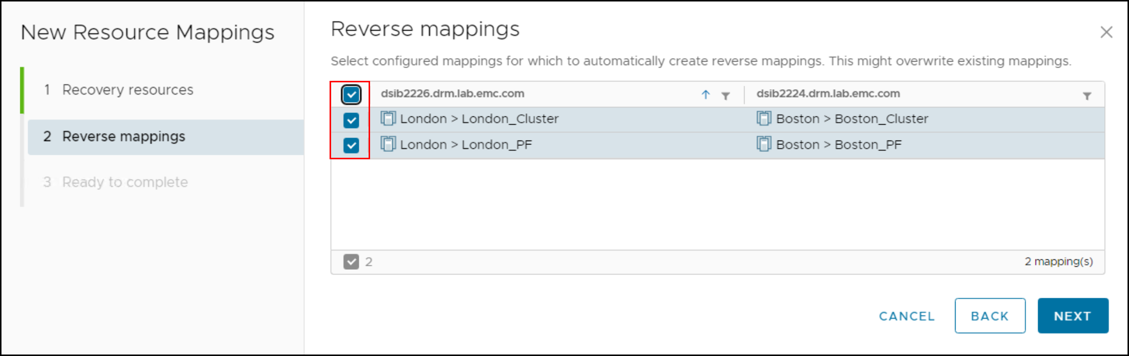 This image is a screen shot of Resource mappings wizard - Step 4.