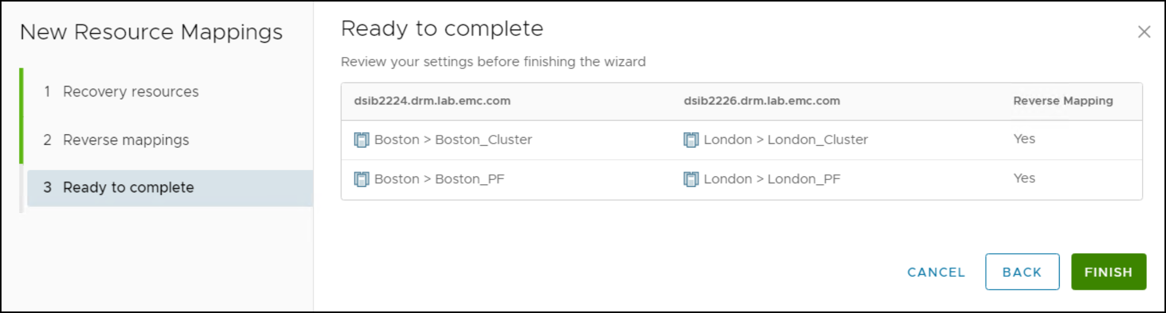 This image is a screen shot of Resource mappings wizard - Step 5.