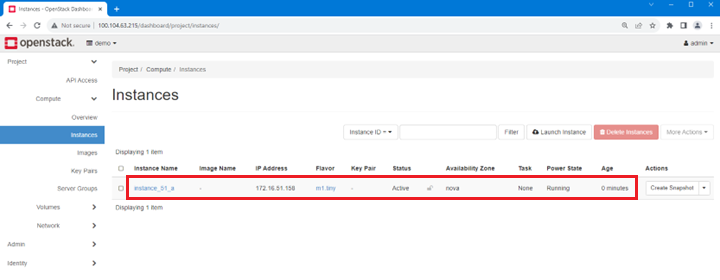 OpenStack Instances page