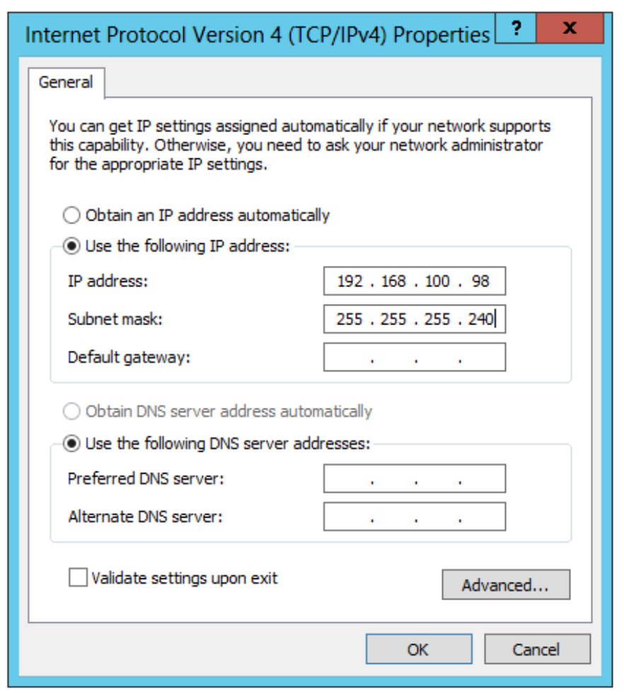 The image depicts the management workstation ethernet settings.