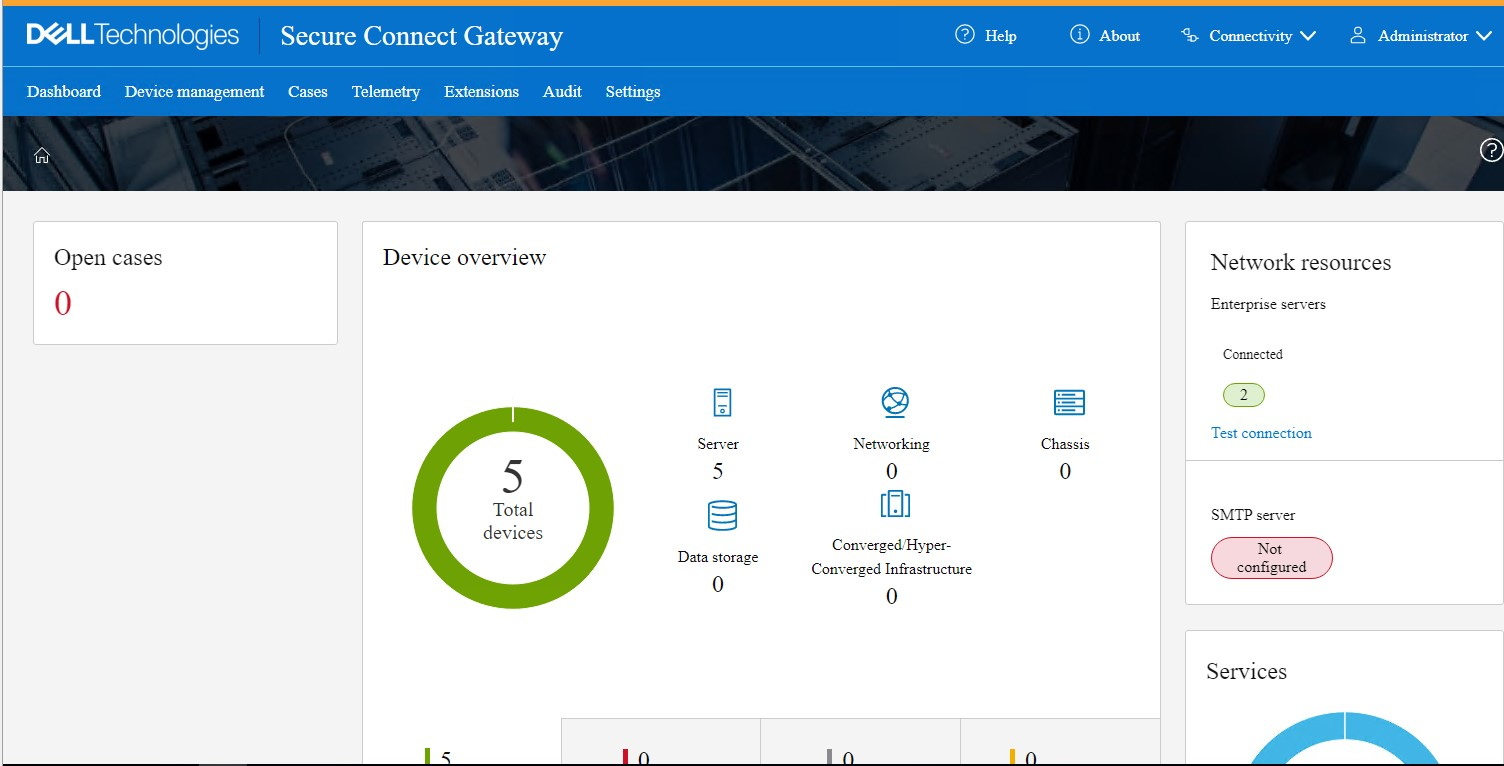 Screenshot of Secure Connect Gateway Device Overview screen