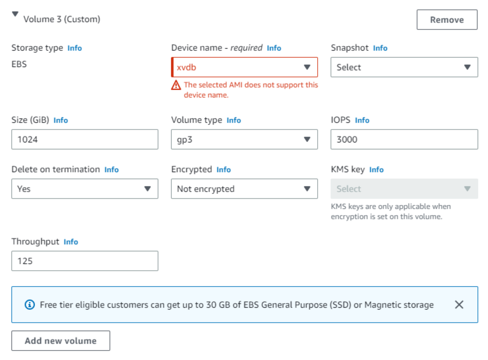 This figure shows how to add a second data volume.