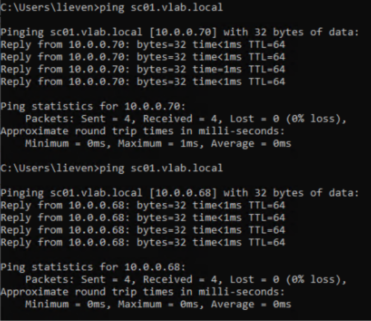 This figure shows how to verify SmartConnect with the ping command.