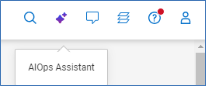 AIOps assistant icon on top menu bar.