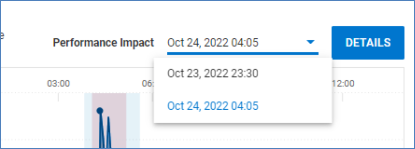 Pull-down menu to choose which a performance impact when more than one exists.