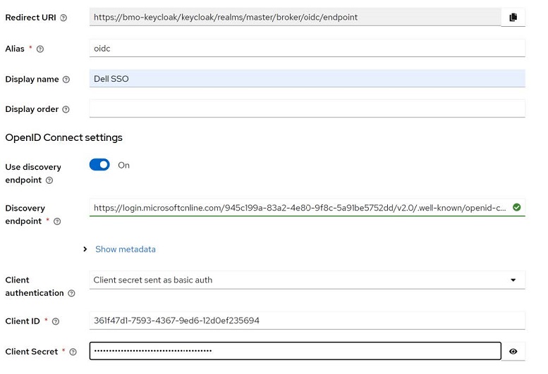 Image of the OpenID Connect settings window.