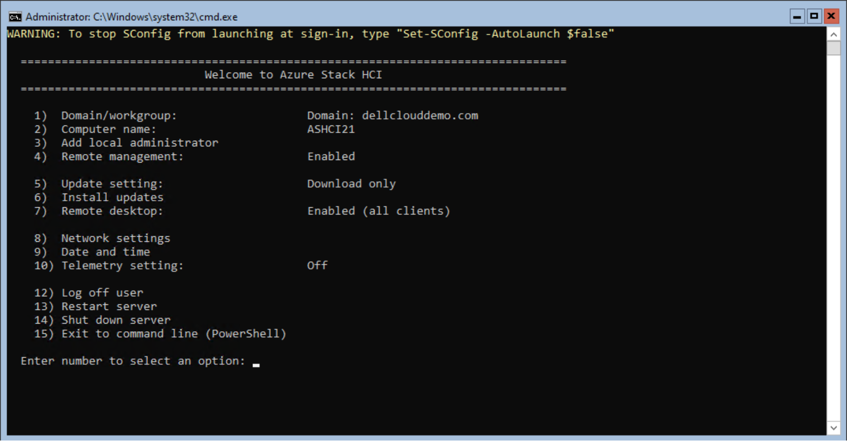 Figure 3. Prompt screen to configure Azure Stack HCI
