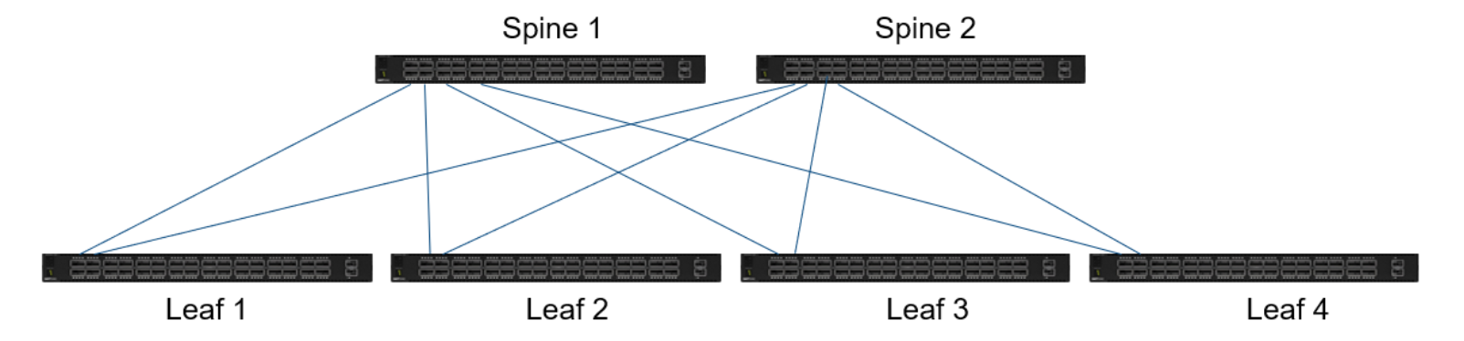 High-level topology of leaf and spine network connectivity.