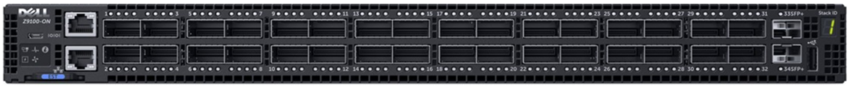 Front view of a Dell Z9100-ON network switch