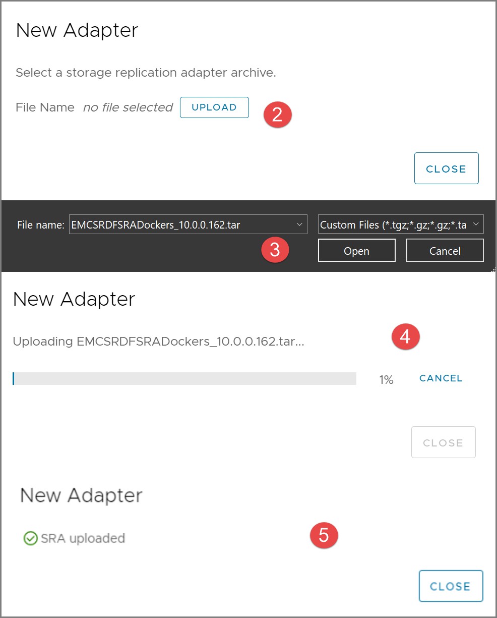 Figure 14. SRM Appliance Management - Load new adapter 