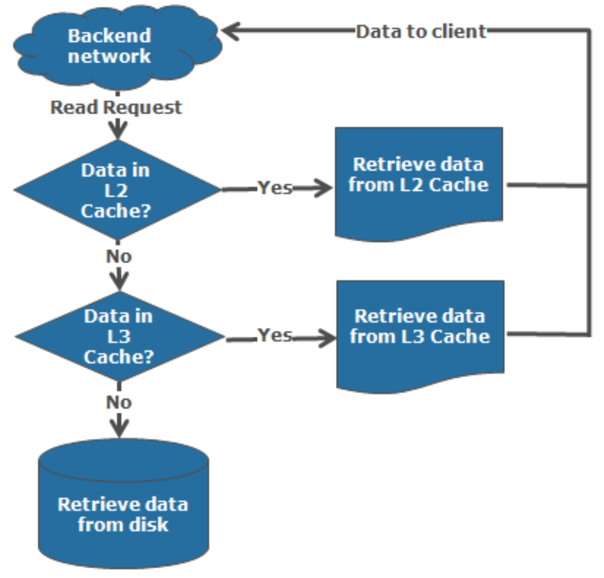 Flow chart graphic showing the read process on a remote node.