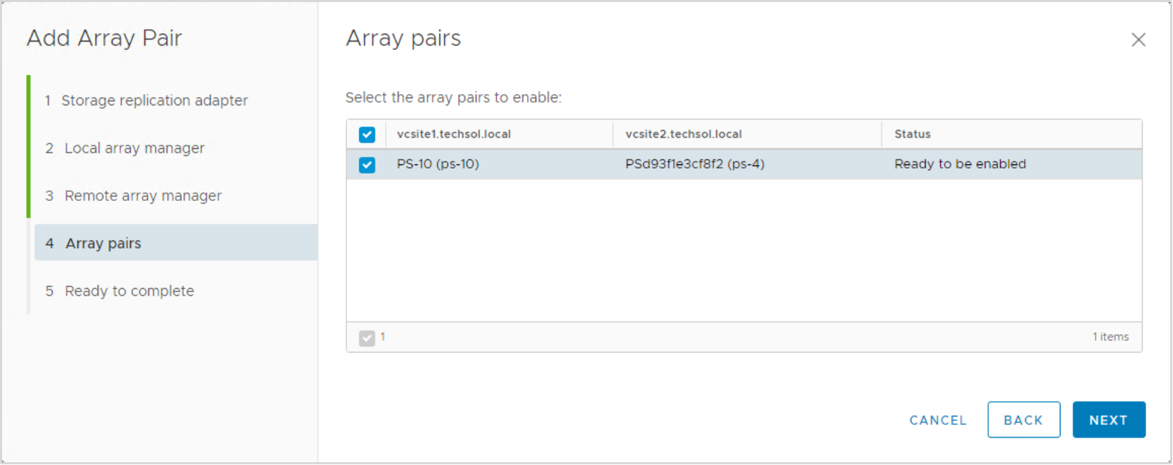 The arrays must be paired for replicated volumes to be discovered