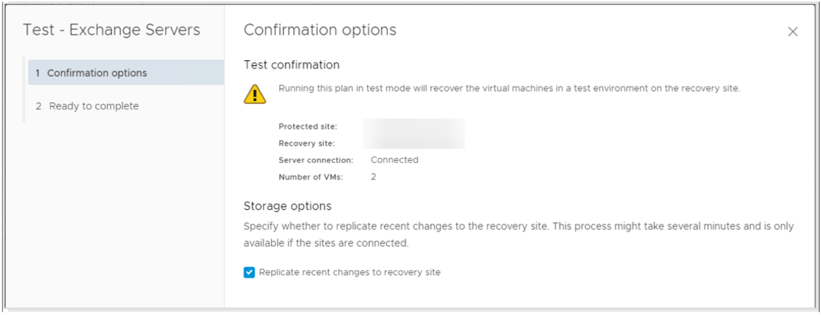 The Replicated recent changes feature results in a longer running plan. The extra time is used to synchronize the volumes between sites. 