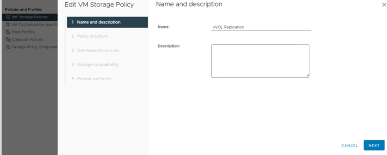 This screenshot shoes how a user would create a storage policy within the SPBM framework.