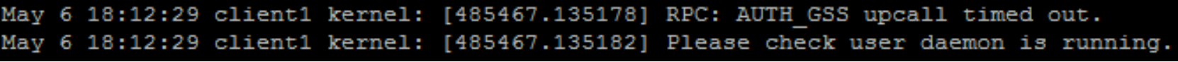 An error shows AUTH_GSS upcall timed out if Kerberos for NFS is not enabled in NFS client