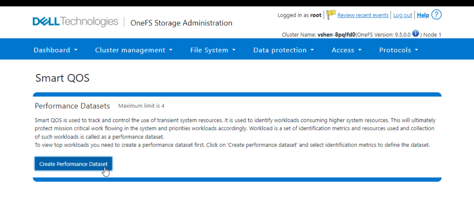 UI button to create Performance Dataset