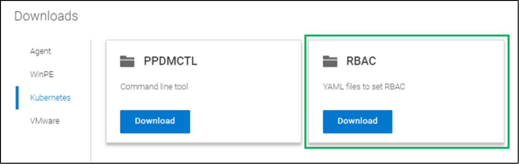 This image shows the option to download the RBAC YAML files from UI.