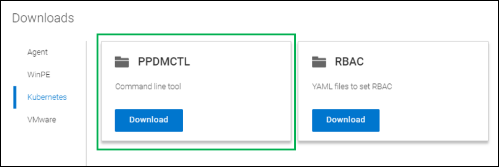 Image showing the option to download PPDMCTL tool from PowerProtect Data Manager UI.