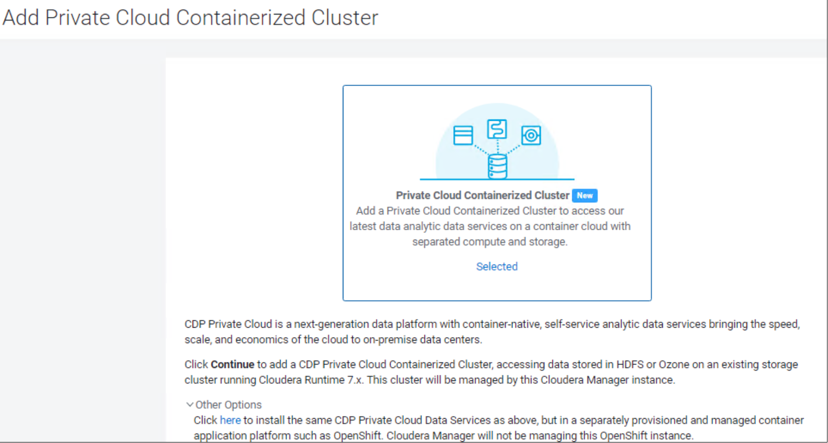 Add a Private Cloud Containerized cluster