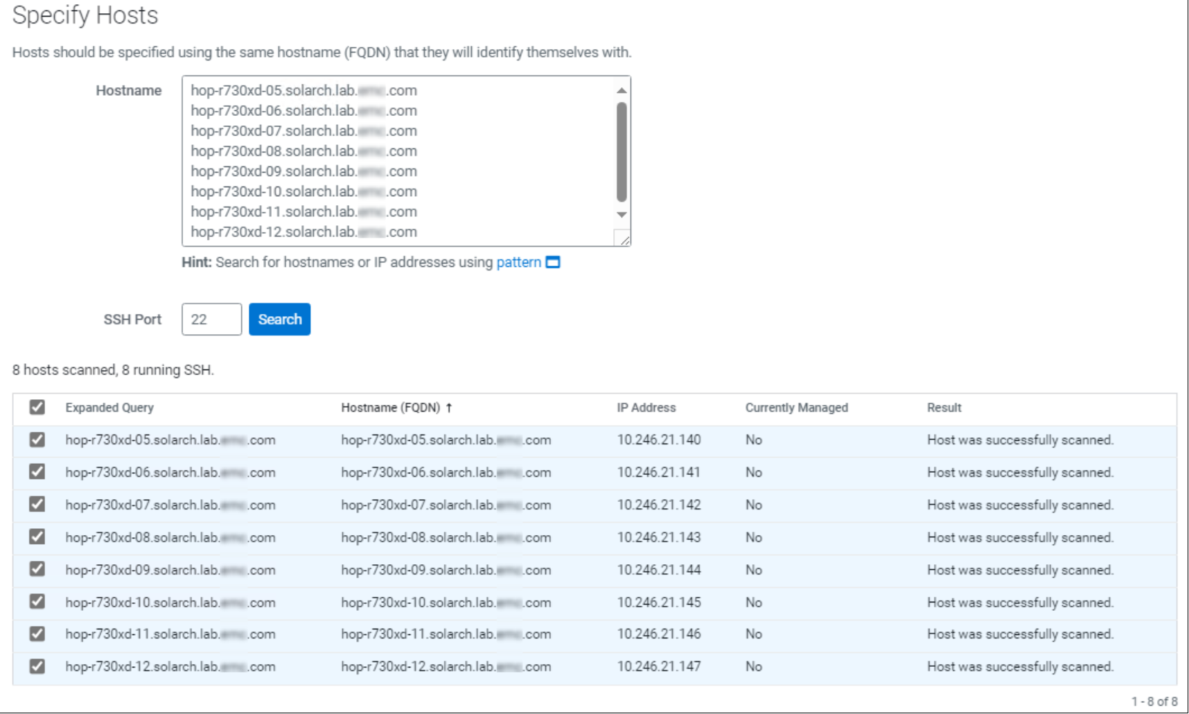 Enter the host names to deploy Cloudera Private Cloud Data Services to.