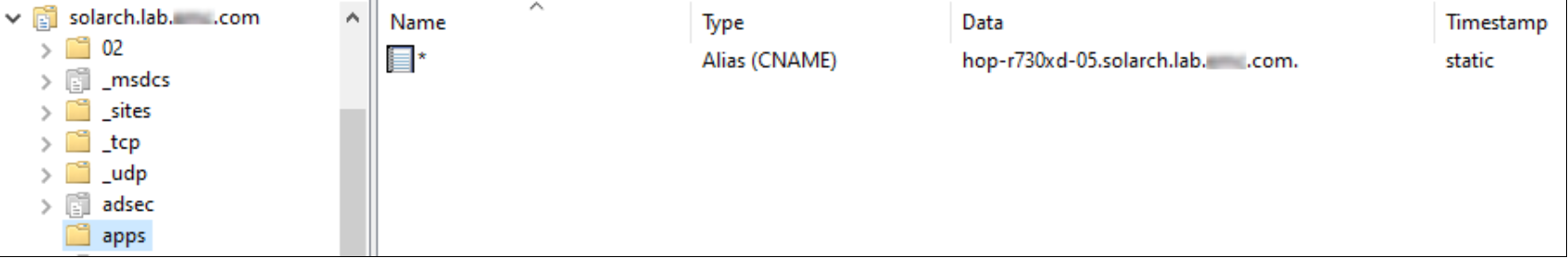 An example of a CNAME for the Cloudera Data Services application domain