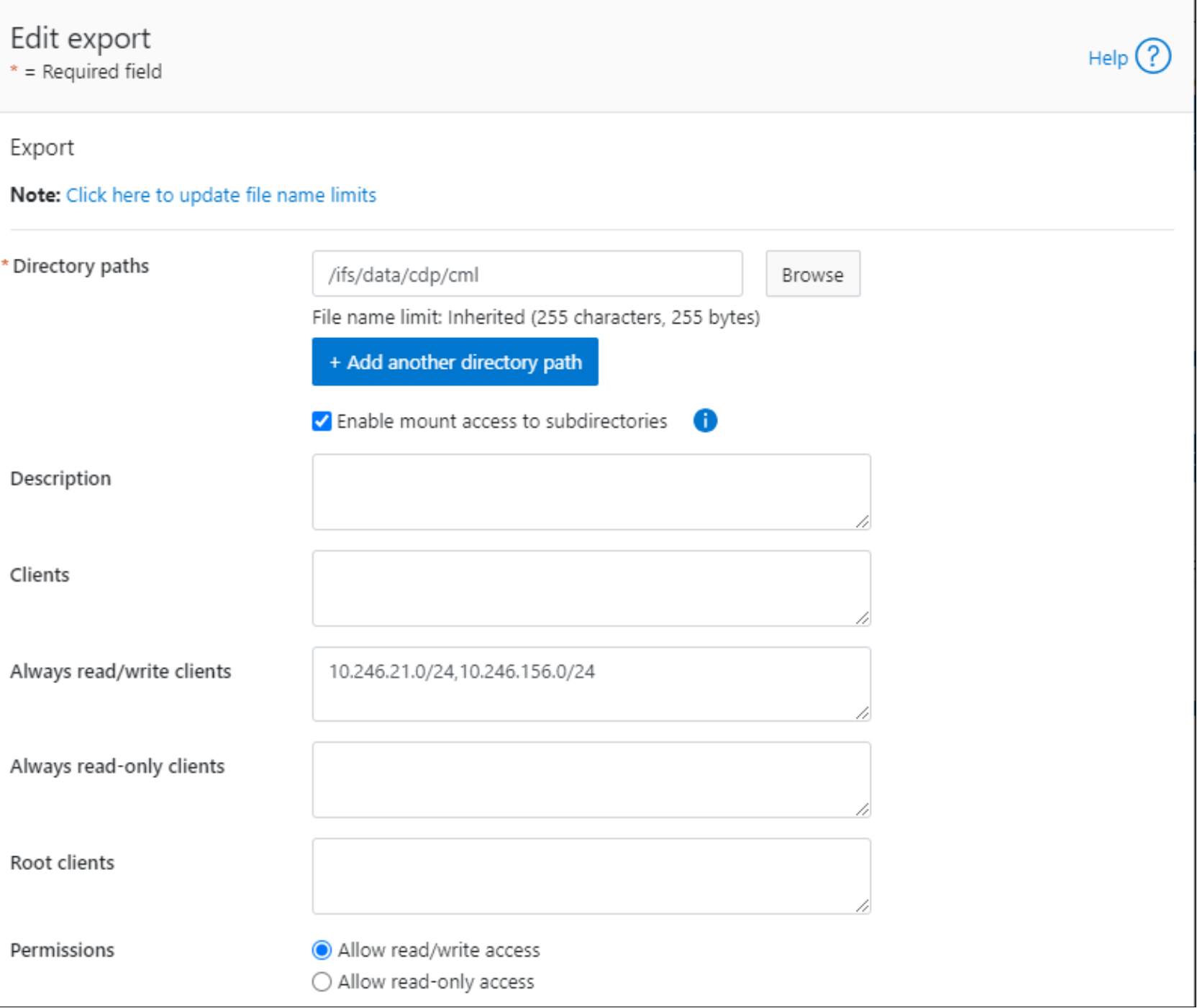 Create an NFS export from the OneFS Web portal