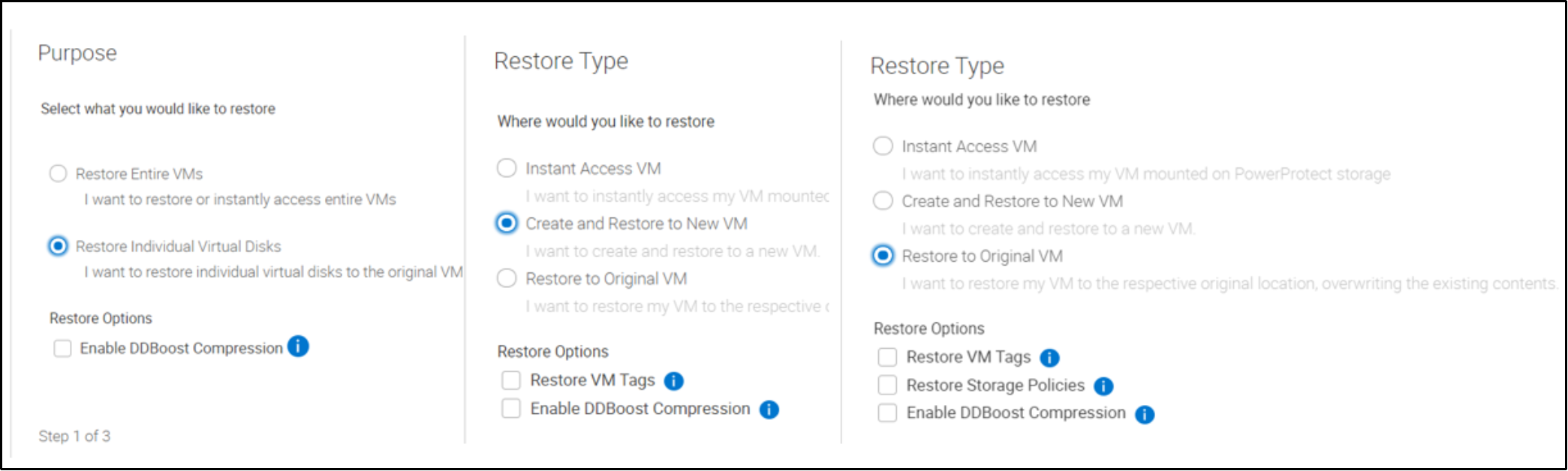 This Diagram depicts option to Enable DD Boost Compression from Data Manager UI during restore.