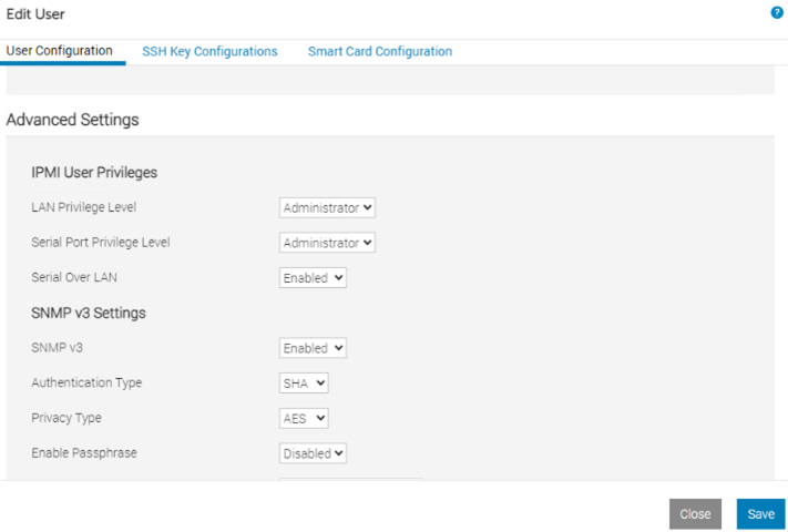 Image of user configuration menu