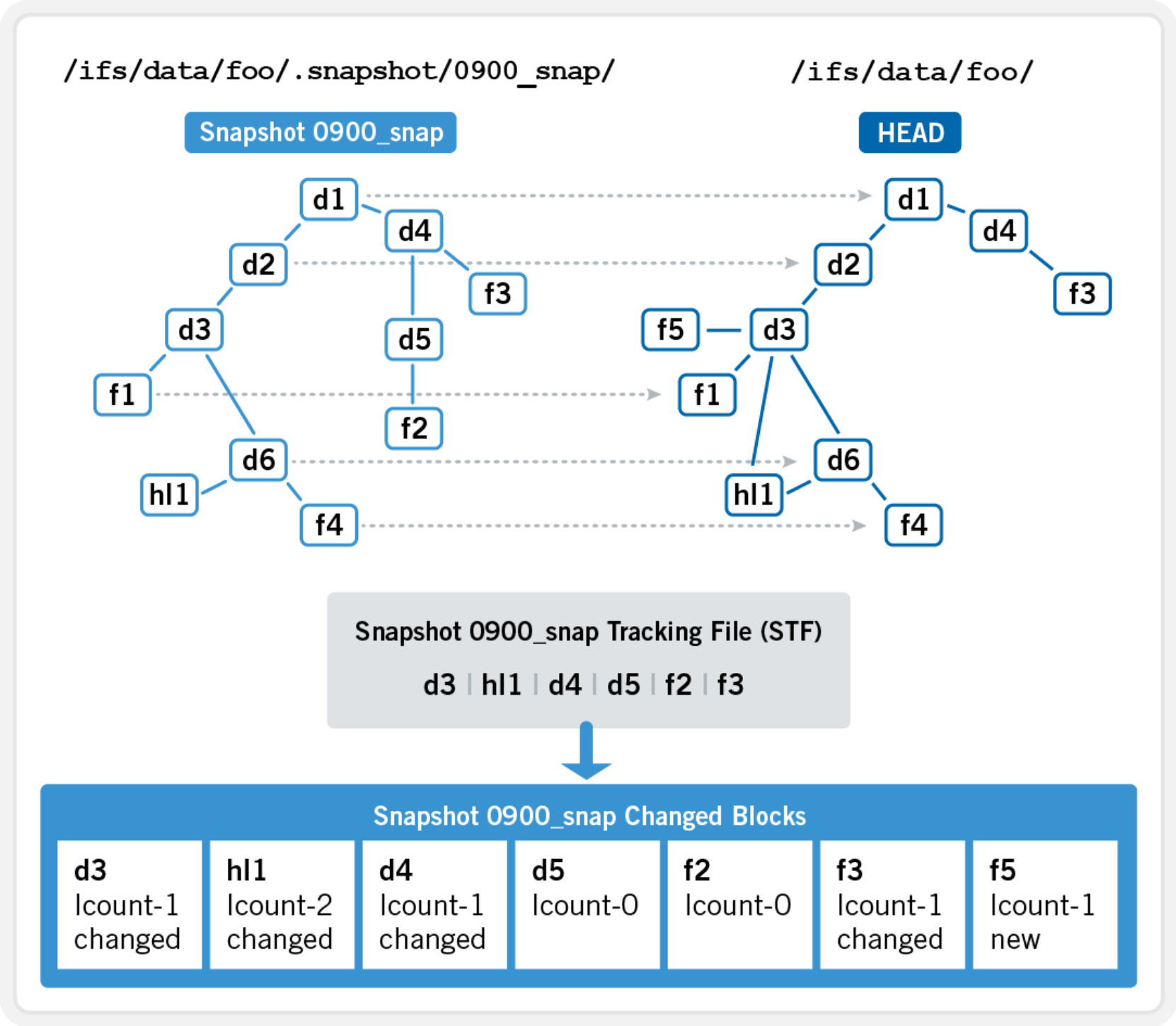 Graphic illustrating snapshot change tracking.