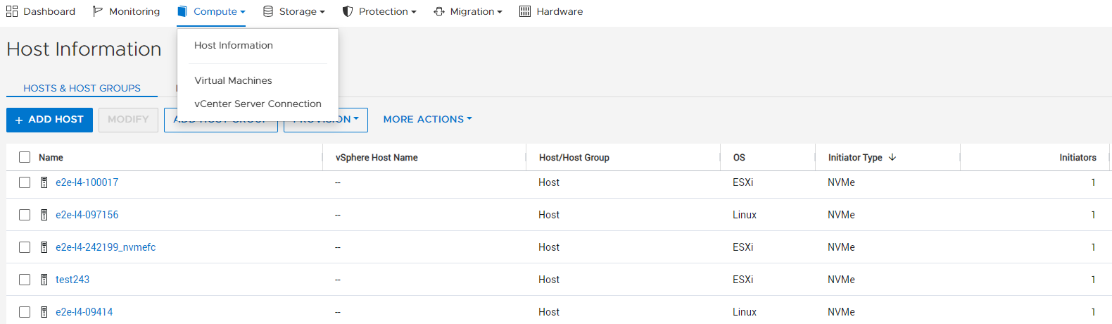 Host information example