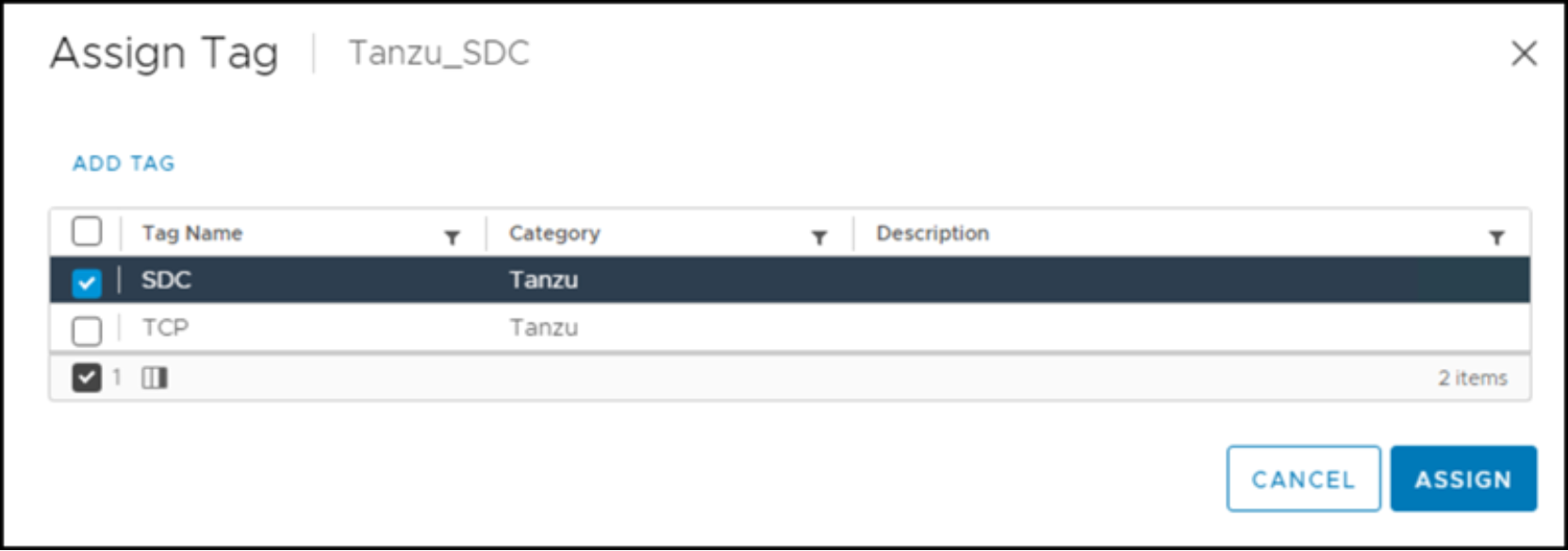 Assign SDC tag – Step 2