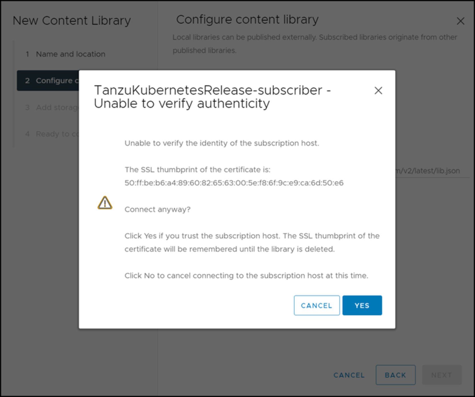 Add content library – Step 4