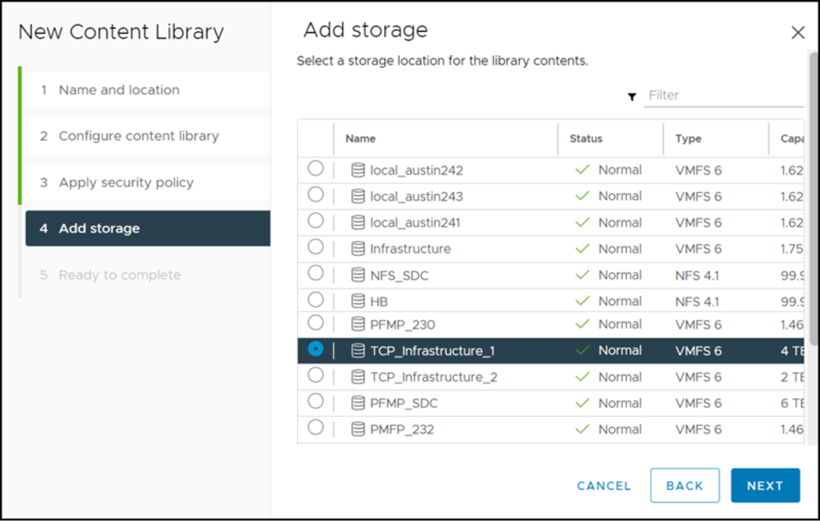 Add content library – Step 6