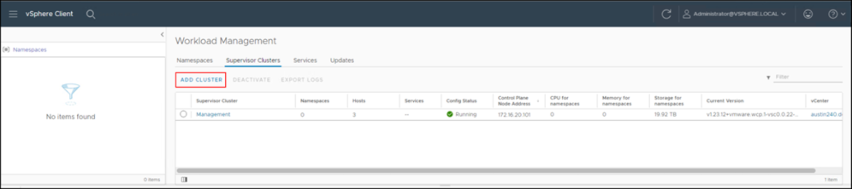 Workload Management – Add Cluster